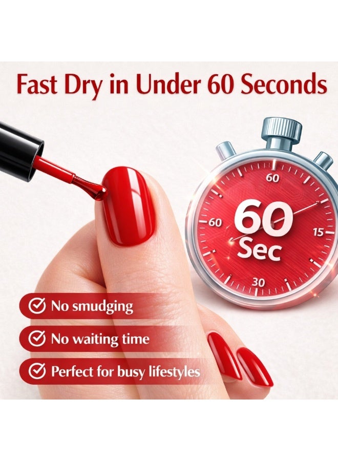 Brunson Classic Nail Polish 18ml Fast Dry Nail Lacquer Nail Harderner Normal Polish Glossy Gel Effect Quick Air Dry Long-Lasting Natural Nail Enamel Salon Quality Manicure Pedicure Regular Polish - Image 3